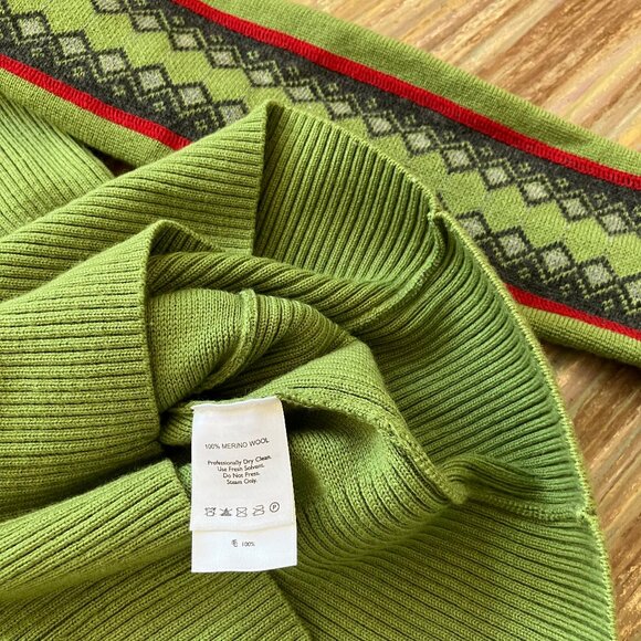 Eddie Bauer Nordic Style Merino Wool Knit Sweater Quarter Zip Green Women's Lg - Picture 4 of 8